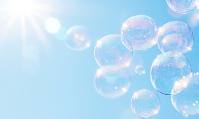 Wall Mural - bubbles on blue sky-generative ai