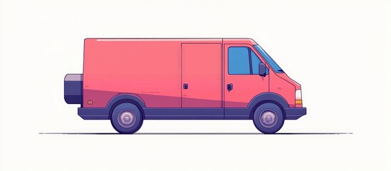 Delivery Van Rear View Opening Box Cartoon Illustration