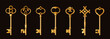 © Aleksey - Set of realistic vintage keys. Old antique gold keys for locks of different shapes. Equipment for opening locks. Retro design elements. 3D vector illustration collection