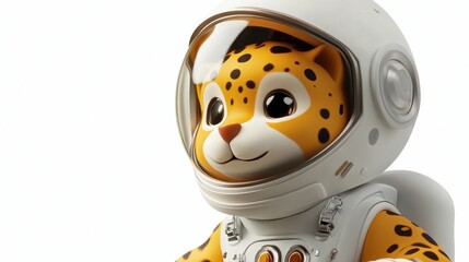 A cartoon leopard in an astronaut suit, ready for space exploration.