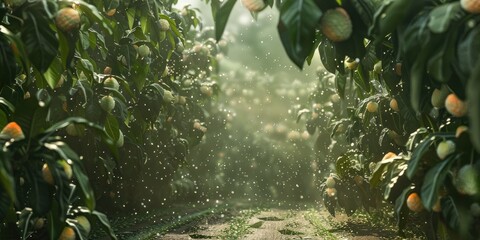 Wall Mural - Avocado farm during the harvesting and flowering periods