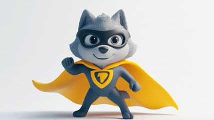 Poster - A cartoon superhero raccoon with a cape, striking a confident pose.