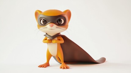 Wall Mural - A cartoonish superhero weasel character in a mask and cape, exuding confidence and charm.