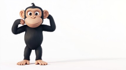 A cheerful cartoon monkey standing confidently with a playful expression.