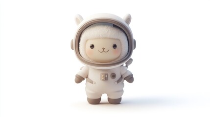 Sticker - A cute astronaut character resembling a fluffy animal, designed for playful and imaginative themes.