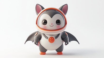 Canvas Print - A cute cartoon bat character in a space suit, designed for playful appeal.