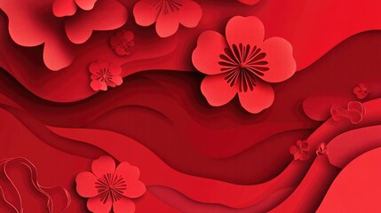 Red paper cut style background design