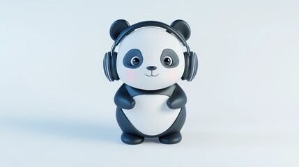 Wall Mural - A cute panda character wearing headphones, designed for entertainment or children's content.