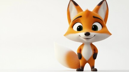 Wall Mural - A cute, animated fox character with a friendly expression, designed for entertainment or storytelling.