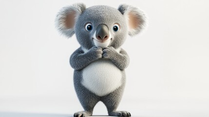 Canvas Print - A cute, animated koala with a friendly expression, standing with paws clasped.