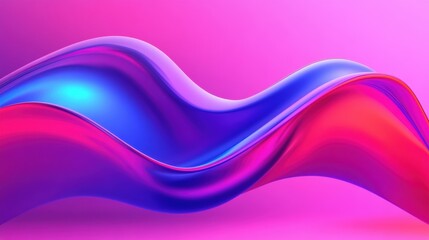Poster - vibrant, smooth waves in vivid shades of blue and red blend harmoniously, creating an engaging abstr