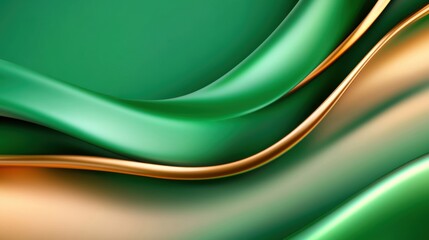 Poster - the artwork showcases flowing green and gold waves that create a tranquil and sophisticated visual e