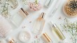 © Preecha - Clear and sharp flat lay of beauty essentials including perfume bottles and hair accessories