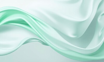 Wall Mural - an abstract background with a flowing green and white gradient that resembles soft silk fabric in the wind