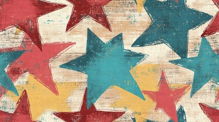 Wall Mural - Wallpaper illustration featuring textured star drawings