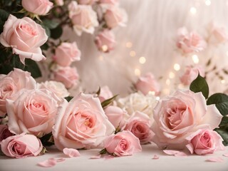 Poster - roses in soft pink color wedding design background