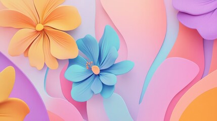 Wall Mural - Colorful Abstract Floral Background Wallpaper Digital Painting 3D Illustration