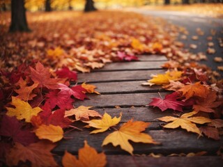 Poster - autumn with a colorful leaves background