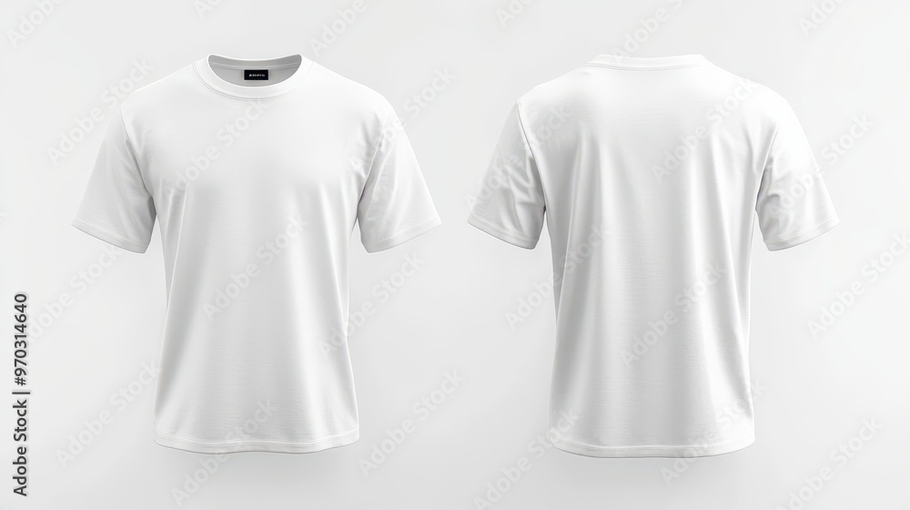 Blank White T Shirt Mockup Front and Back View Stock Illustration ...