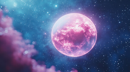 Poster - Pink Planet in Space.