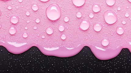 Canvas Print - Pink Water Droplets On Black Background  Abstract Texture  Macro Photography