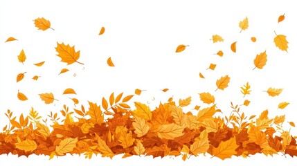 Wall Mural - Autumn Leaves Falling and Gathering