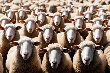 Wall Mural - Isolated Portraits of Sheep Group on White Background