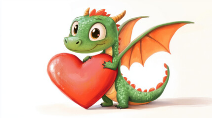 Sticker - Cute Dragon with Heart.