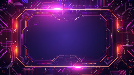 A futuristic digital frame with vibrant neon colors, suitable for tech-themed presentations or graphics.