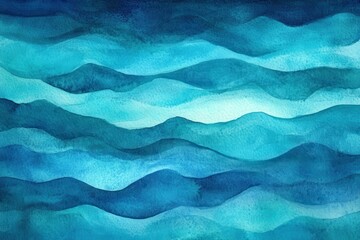 Wall Mural - Abstract Watercolor Blue Ocean Waves Background Texture