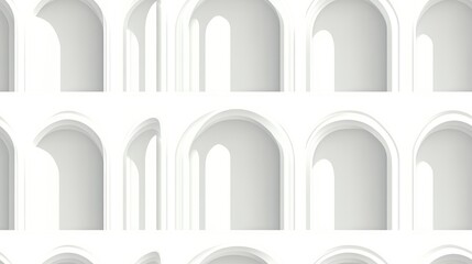 Wall Mural - Seamless flat style illustration of a white arched window pattern for web use