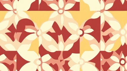 Canvas Print - Seamless repeating tiling flat icon pattern in pastel red and mellow yellow hues Background suitable for websites