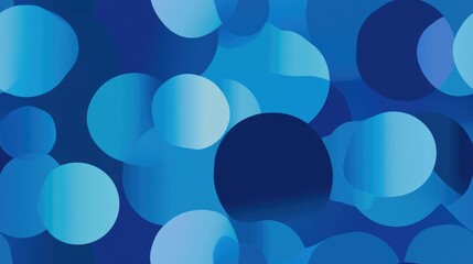 Canvas Print - Geometric design featuring circles and ovals in a blue gradient raster illustration