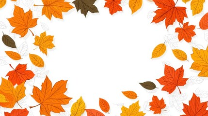 Poster - Autumn Leaves Border White Background