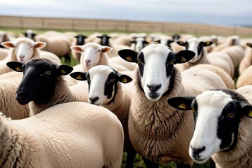 Wall Mural - Sheep Assembly: Group of Livestock Isolated on White Background