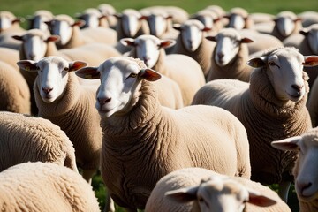 Wall Mural - Isolated Sheep Herd on Clean White Background