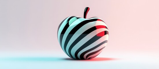 3D apple shaped object with striped design