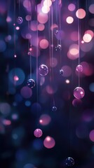 Wall Mural - Abstract Purple and Blue Bokeh Background with Hanging Glass Balls.