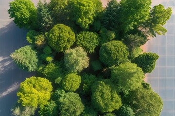 Wall Mural - Aerial View of Lush Forest Canopy on Transparent Background