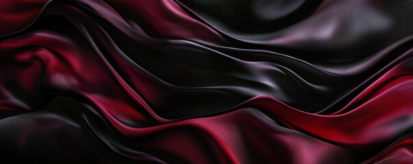 Canvas Print - Flowing black and red silk fabric, abstract