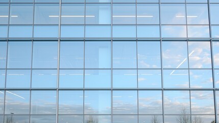 Poster - Modern Glass Building Facade with Sky Reflection