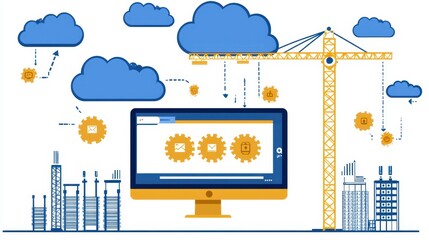 Poster - Cloud Computing Infrastructure Construction Concept Illustration