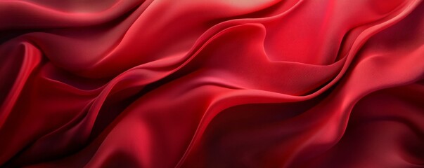 Wall Mural - Red silk fabric waves, abstract texture. Luxury