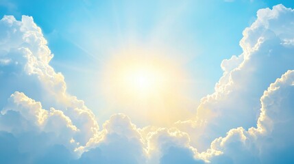 Canvas Print - Bright Sunny Sky with Fluffy White Clouds