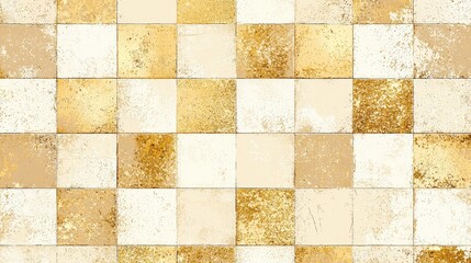 Canvas Print - Beige and Gold Checkerboard Tile Pattern Texture