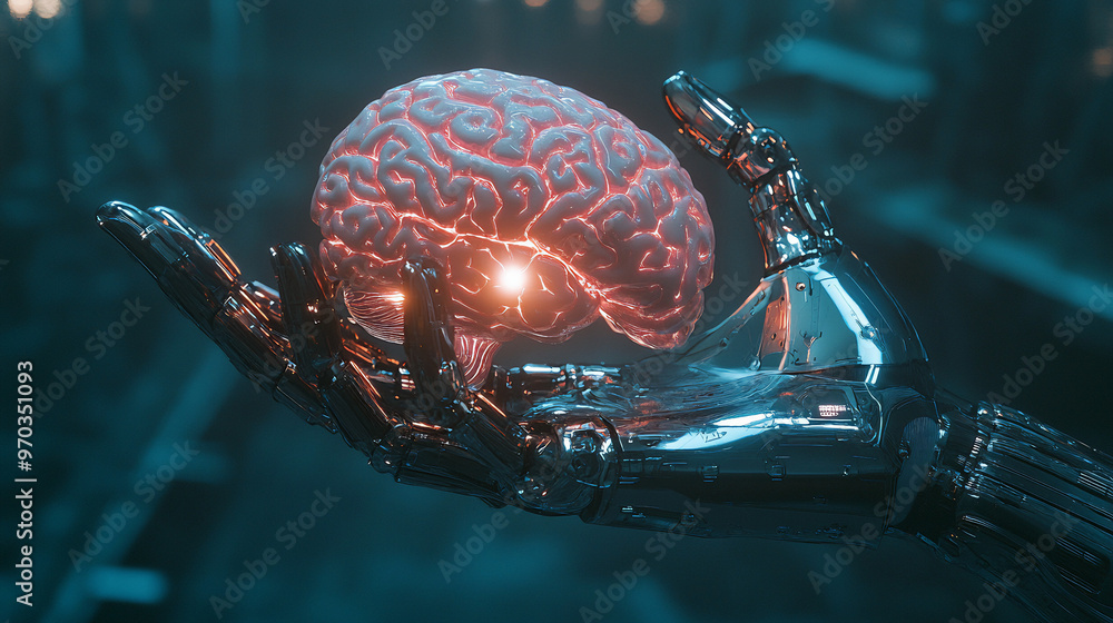 Robotic Hand Grasping a Glowing Human Brain: A Vision of Artificial ...