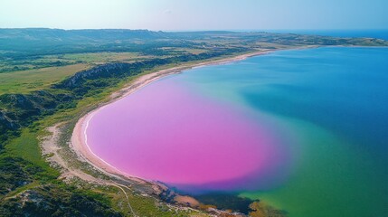 Canvas Print - Pink Lake Aerial View