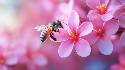 Canvas Print - Bee on Pink Flower