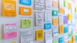 © BOJOShop - Colorful Sticky Notes with Website Wireframe Sketches on Whiteboard