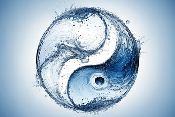 Digital illustration yin-yang symbol made water up two Abstract